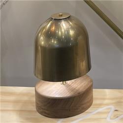 LAMPARA DE MESA MOLE XL BRONCE Y MADERA 2 LUCES G9