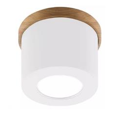 PLAFON PIPE BLANCO Y MADERA CHICO 6W LED CALIDO