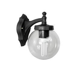 FAROL COLONIAL NEGRO GLOBO PMMA 20CM DIAMETRO OPAL IP44  30CM ALTO X 27CM PROFUNDIDAD