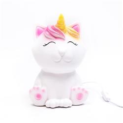 LAMPARA GATO UNICORNIO POLIRESINA BLANCO CON ADAPTADOR USB