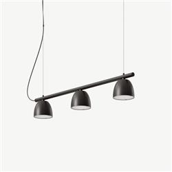 COLGANTE TEO LINEAL 3 LUCES NEGRO MATE E27 BARRAL 90CM LARGO