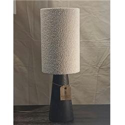 LAMPARA DE MESA SALEM II NEGRA CON PANTALLA DE BOUCLE BLANCA 45CM ALTURA