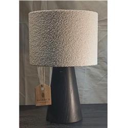 LAMPARA DE MESA SALEM III NEGRA CON PANTALLA DE BOUCLE BLANCA 31CM ALTURA