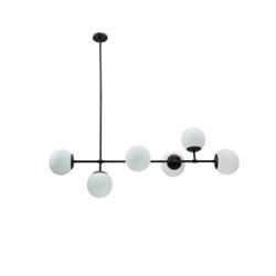 COLGANTE ATOMO LINEAL NEGRO 6 GLOBOS OPAL DE 15CM DIAMETRO