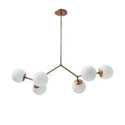 COLGANTE ATOMO ZIG-ZAG BRONCE 6 GLOBOS OPAL DE 15CM DIAMETRO E27