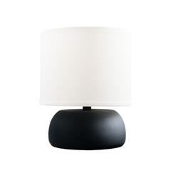 LAMPARA DE MESA NORDICA OLAF NEGRA 30CM PANTALLA CILINDRICA LINO BLANCA