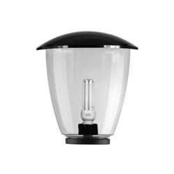 CABEZAL GLOBO TAI PMMA TRANSPARENTE H30CM CON TECHO Y BASE NEGRA 25CM E27