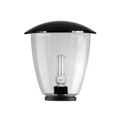 CABEZAL GLOBO TAI PMMA TRANSPARENTE H25CM CON TECHO Y BASE NEGRA 22CM E27