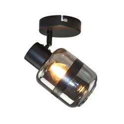 APLIQUE FUGAZI NEGRO CON CRISTAL HUMO 1 LUZ E27 BASE 10CM DIAMETRO