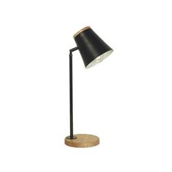LAMPARA DE MESA NEGRA Y MADERA CON CABEZAL MOVIBLE E27 SIN TAPA