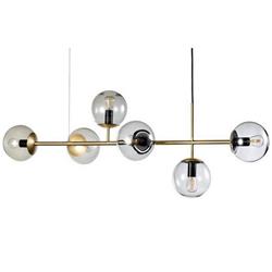 COLGANTE ORBIT DORADO CON TULIPA DE VIDRIO 6 LUCES E27 