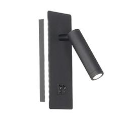 APLIQUE LED LETO NEGRO 1LUZ CON INTERRUPTOR 7W+3W 3000K