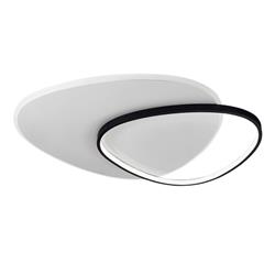 PLAFON LED NEVADA INTEGRADO 2 OVALOS SATINADO Y NEGRO 36W