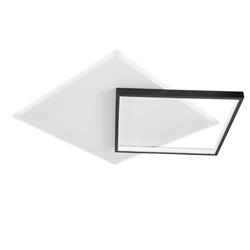 PLAFON LED MIAMI INTEGRADO 2 CUADRADOS SATINADO Y NEGRO 48W