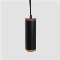 COLGANTE OH! LED ALUMINIO NEGRO CON MADERA PETIRIBI 5W 16CM