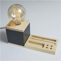 LAMPARA DE MESA FOCO BASE ESCRITORIO NEGRA E27