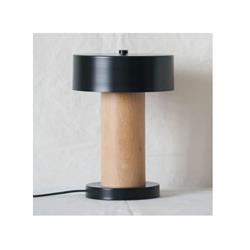 LAMPARA DE MESA TONY NEGRA LENGA MACIZA PANTALLA HIERRO NEGRA