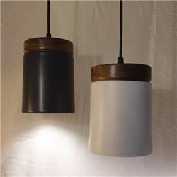 COLGANTE ALBA CERAMICA BLANCA CON MADERA PETIRIBI 1 LUZ E27 12CM DIAMETRO X 27CM ALTO