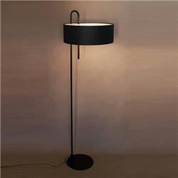 LAMPARA DE PIE NEFIS BAJA NEGRA PANTALLA MATERIAL CUEROTEX 1 LUZ E27