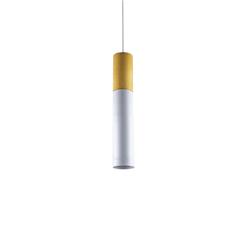 COLGANTE TUBO GEO CANALS BLANCO CON DETALLE EN MADERA 1LUZ GU10 