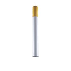 COLGANTE TUBO GEO CANALS BLANCO CON DETALLE EN MADERA 1LUZ GU10 