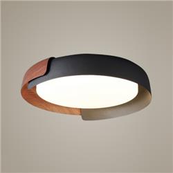 PLAFON ABUYA LED ALUMINIO NEGRO Y MADERA 56W 3000K