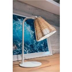 LAMPARA DE MESA HOUSE BLANCO PANTALLA RATTAN E27 36CM ALTURA TOTAL 