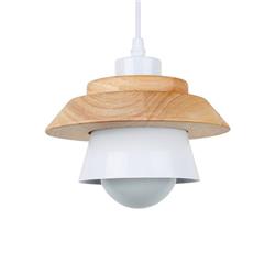 COLGANTE MADERA Y METAL BLANCO E27 13,CM X 20CM