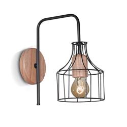 APLIQUE MINI CALESITA MADERA Y METAL NEGRO E27