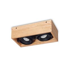 PLAFON MADERA INTERIOR METAL NEGRO 2LUZ MOVIL GU10
