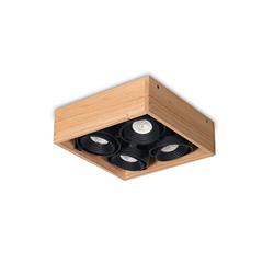 PLAFON MADERA INTERIOR METAL NEGRO 4LUZ MOVIL GU10