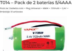 *PACK BATERIA  2 X AAA-2,4V 700MA
