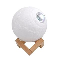 LAMPARA LUNA 3D PVC CON BASE DE MADERA