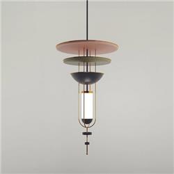 COLGANTE ANULAR LED BRONCE, HIERRO Y FILAMENTO PLA