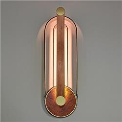 APLIQUE DUPLO MONO LED BRONCE, HIERRO Y MADERA