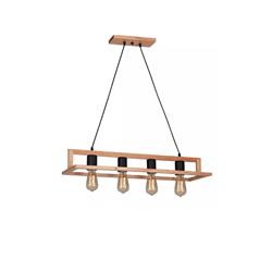 COLGANTE MADERA PARAISO CON DETALLES EN NEGRO 4LUCES E27