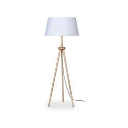 LAMPARA DE PIE MADERA PANTALLA ARPILLERA BLANCA E27