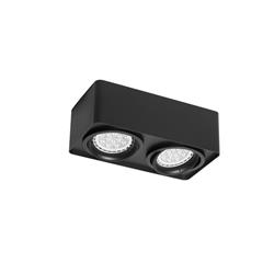 PLAFON VANCOUVER-2 RECTANGULAR CARDANICO NEGRO 2LUCES AR111