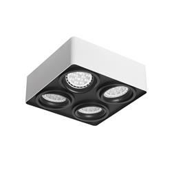 PLAFON VANCOUVER-4 CUADRADO CARDANICO BLANCO 4LUCES AR111 