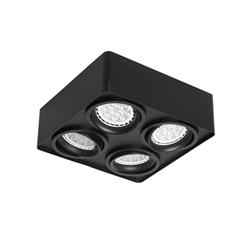 PLAFON VANCOUVER-4 CUADRADO CARDANICO NEGRO 4LUCES AR111 
