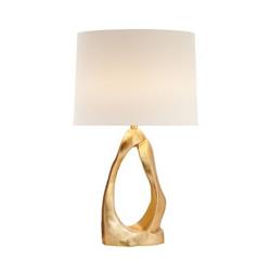LAMPARA DE MESA HOLE RESINA DORADA PANTALLA BLANCA E27