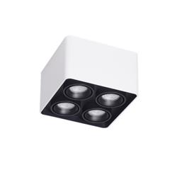 PLAFON TORONTO BLANCO INTERIOR NEGRO 4 LUCES MOVIL CUADRADO CARDANICO GU10 