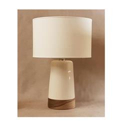 LAMPARA DE MESA EVA MEDIANA PETIRIBI + CERAMICA CREMA PANTALLA GROSS E27