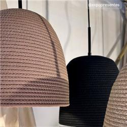 COLGANTE BELL GRANDE ALGODON MOCKA MOUSSE CON NEGRO 25CM X 25CM 1 LUZ E27 (LAMPARA INCLUIDA)