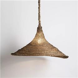 COLGANTE SOL L TEJIDO CUERPO KRAFT + RAFFIA E27 