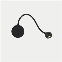 APLIQUE BALL NEGRO BRAZO FLEXIBLE CON INTERRUPTOR LED 3W 3000K