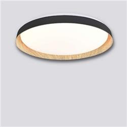 PLAFON CHESTER NEGRO CON MADERA 45W 3000-4000-6000K 50CM DIAMETRO 