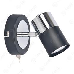 APLIQUE CACHEN NEGRO CON CROMO 1 LUZ GU10 CON INTERRUPTOR
