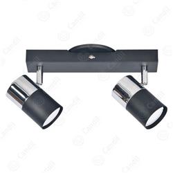 APLIQUE CACHEN NEGRO CON CROMO 2 LUCES GU10 