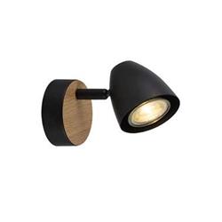 APLIQUE ELISE NEGRO CON SIMIL MADERA 1LUZ GU10
